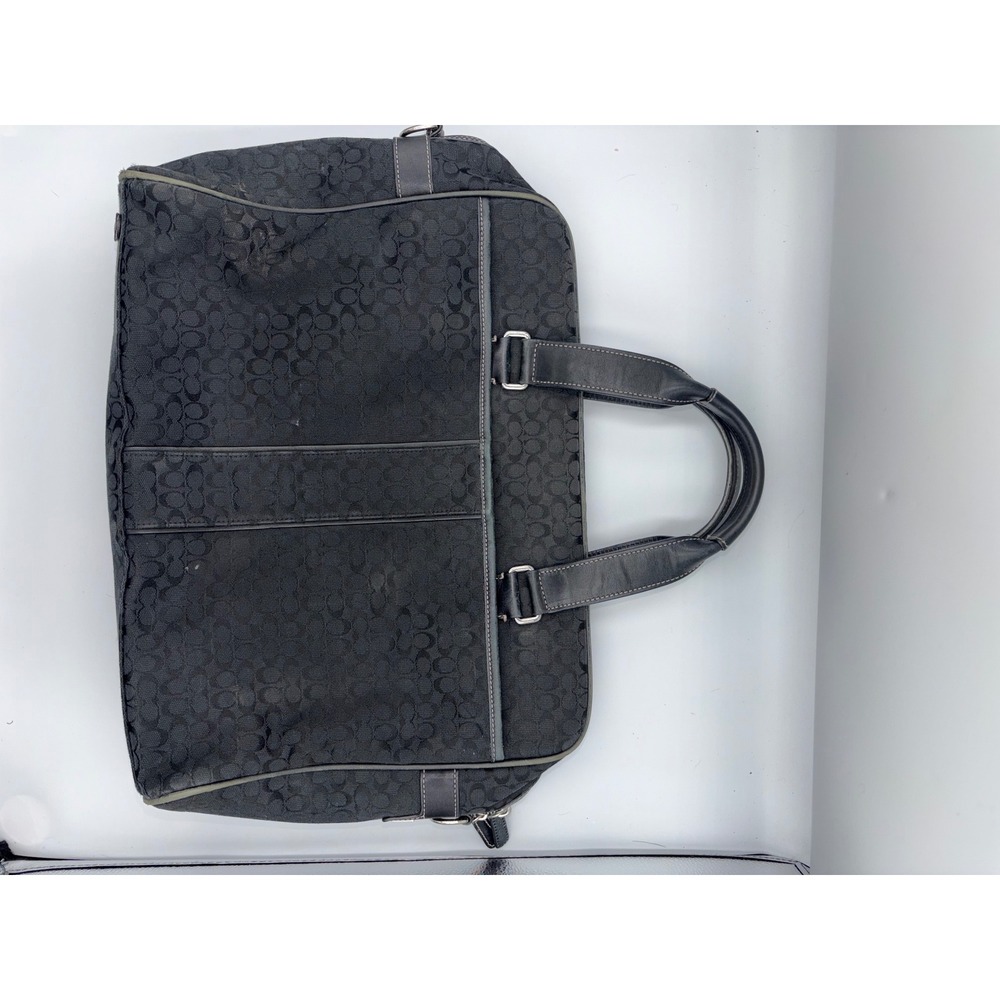 Coach Signature Monogram Briefcase Black Canvas Leather Laptop Bag F70181